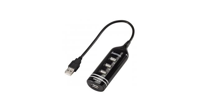 Hama USB 2.0 Hub 1:4 Buspowerd Zwart