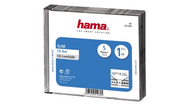 Hama CD Box Slim 5-pack Transparant/zwart