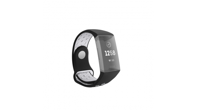 Hama Sportpolsband Voor Fitbit Charge 3/4 Ademend Horlogebandje Zwart/grijs
