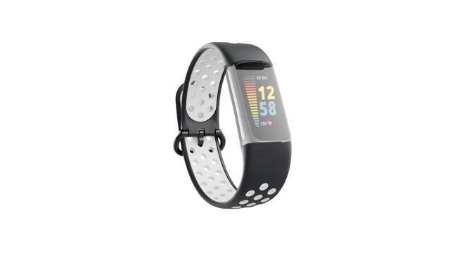 Hama Sportpolsband Voor Fitbit Charge 5 Ademend Horlogebandje Zwart/grijs