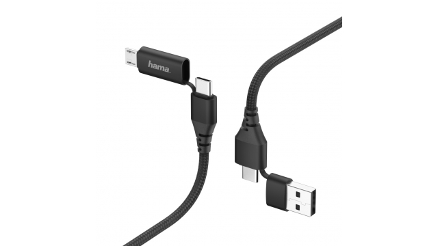 Hama 4in1-Type-C-kabel Met Micro-USB- En USB-A-adapter 1,5 M Zwart