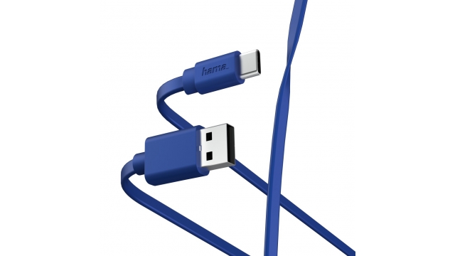 Hama Oplaad-/gegevenskabel Flat USB-A - USB-C 1 M Blauw