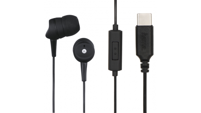 Hama Koptelefoon Basic4Phone USB- C In-ear Microfoon Kabel-knikbes. Zwart