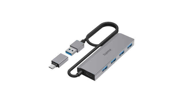 Hama USB-hub 4-poorts USB 3.2 Gen1 5 Gbit/s Inc. USB-C-adapter En Netadapter