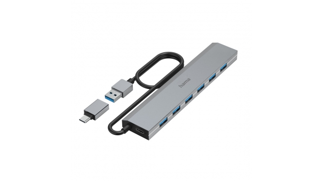 Hama USB-hub 7-poorts USB 3.2 Gen1 5 Gbit/s Inc. USB-C-adapter En Netadapter