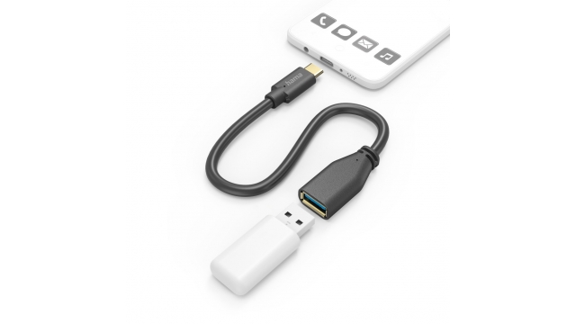 Hama USB-adapterkabel OTG USB-C-stekker - USB-A-aansluiting 15 Cm Zwart