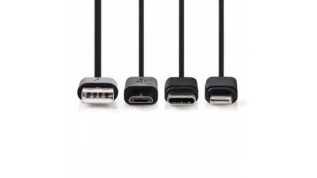 Nedis CCGP60620BK10 3-in-1 Sync And Charge-kabel Usb-a Male - Micro B Male / Type-c™ Male / Apple Lightning 8-pins Male 1,0 M Zwart