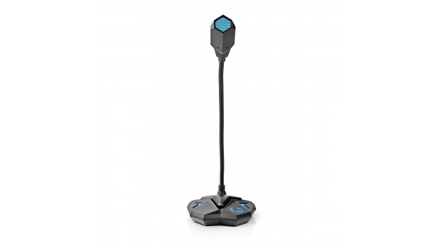 Nedis GMICGU100BK Desktop Gaming-microfoon Flexibele Nek Usb Mute-knop 3,5 Mm Stereo-audioconnector