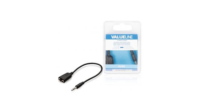 Valueline VLAB22100B02 Jack Stereo Audio Verdeelkabel 3,5 mm Mannelijk - 2x 3,5 mm Vrouwelijk 0,20 M Zwart